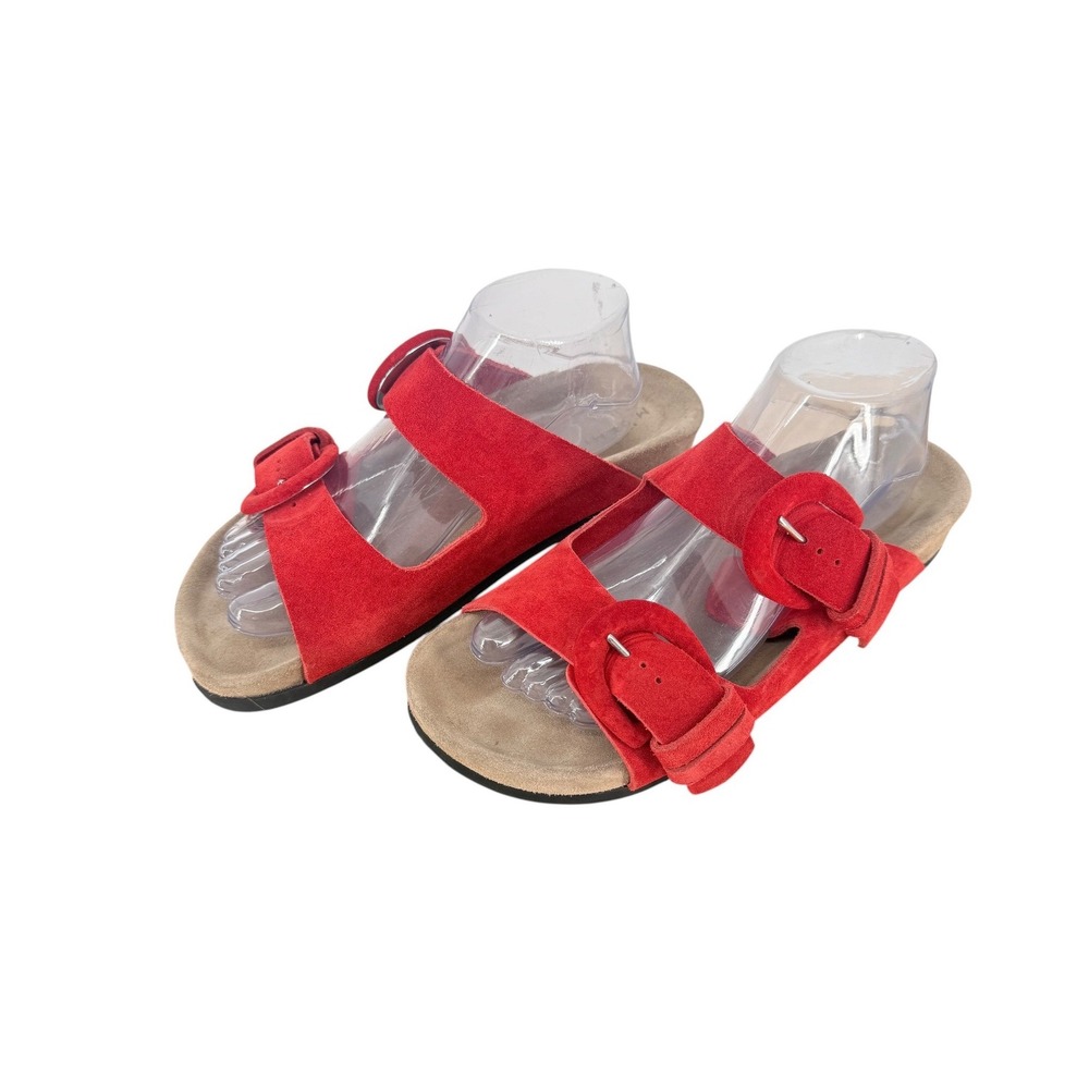 M.Gemi‎ The Matilde Due Red Suede Slide Sandals size 40 9 Double Strap Buckle